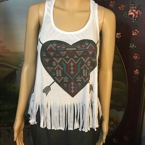 Large Heart with Arrows on Racerback Tee Sz Small